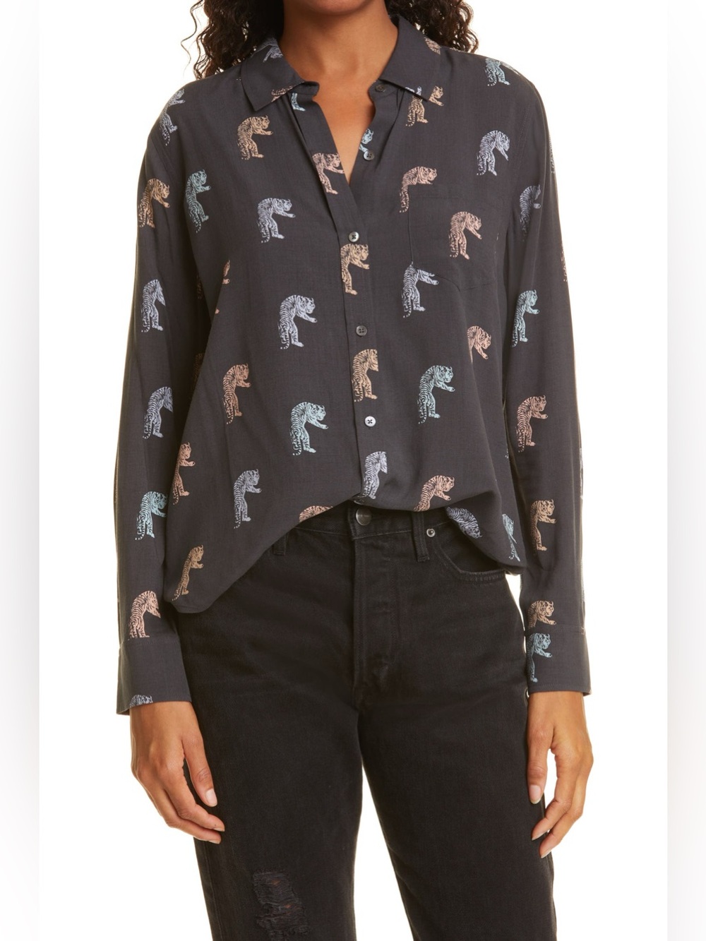 Rails Kathryn Multicolor Bengal Tiger Print Button-Up Shirt, size small